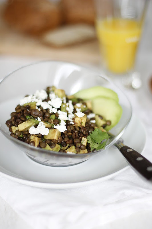 Ensalada de lentejas y palta