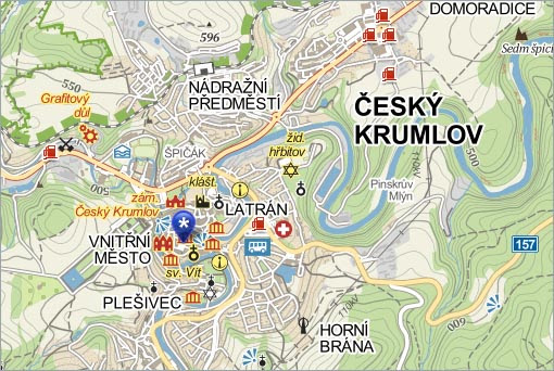 český krumlov mapa Český Krumlov na mapě, visitceskykrumlov.cz český krumlov mapa