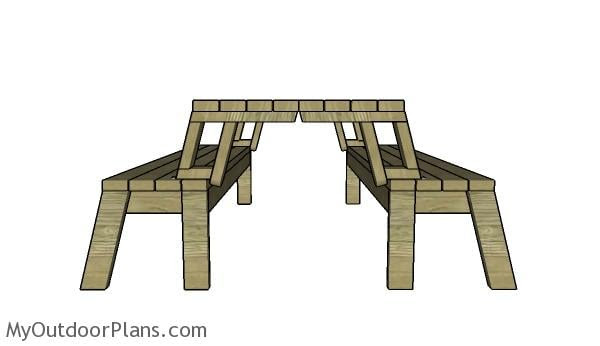 Picnic Table Bench. Diy Outdoor Benches Perform Double 