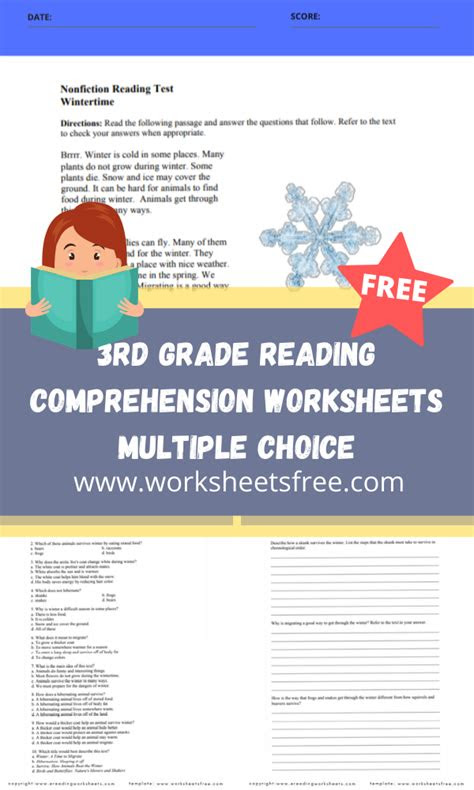  3rd grade reading comprehension worksheets multiple choice worksheets