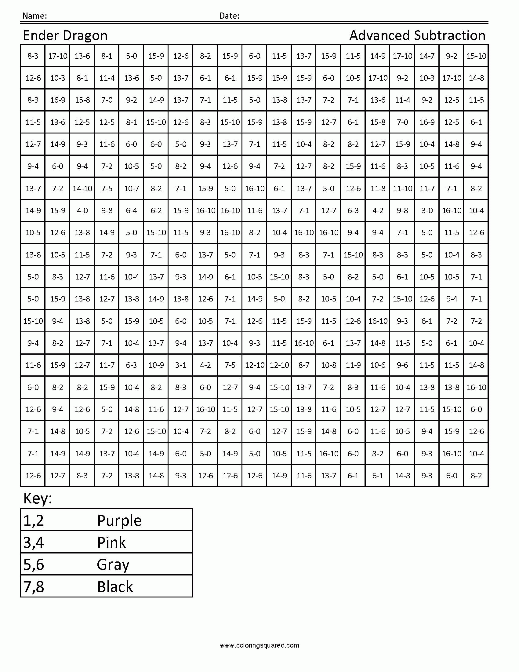 5th grade color by number worksheets - Clip Art Library