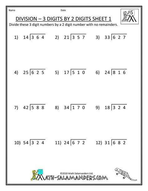  8 free printable six grade math worksheets division worksheets long