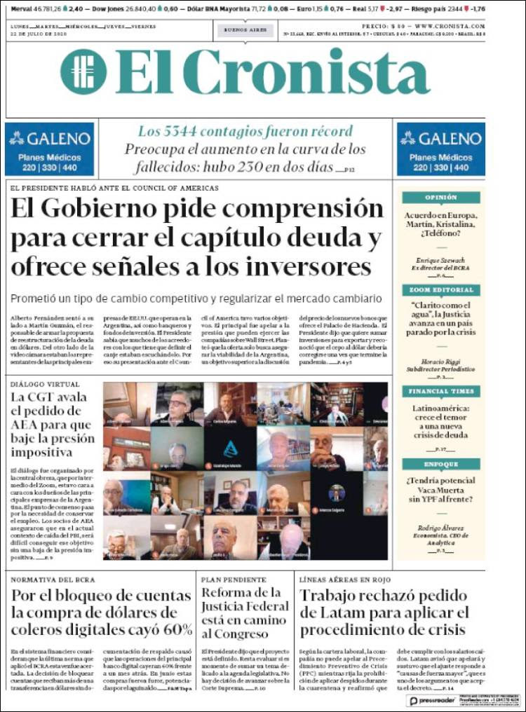 Portada de El Cronista Comercial (Argentina)