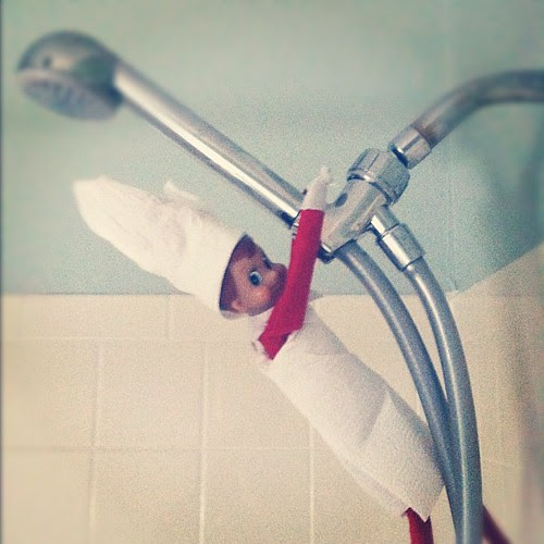 Syrup is sticky. One of the few drawbacks to being an elf I suppose. At least Buddy is modest. :) #elfontheshelf