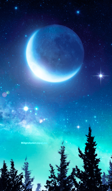 癒される 幻想的な夜空と三日月 Line着せかえ 370円