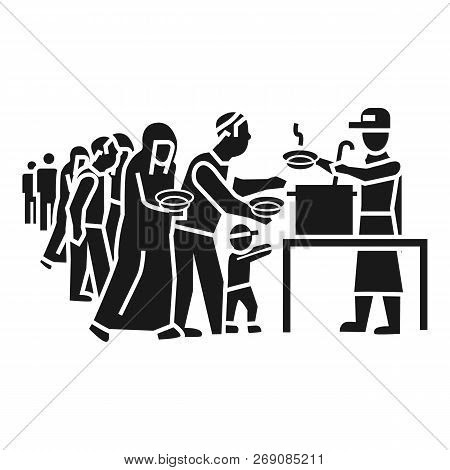 Refugee People Take Food Icon Simple Illustration Of Refugee People