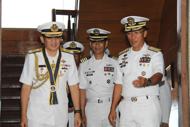 COURTESY CALL: Commander of Royal Brunei Navy, First Admiral Pengiran Norazmi Bin Pengiran Haji Muhammad, pays courtesy call on Philippine Navy Vice Admiral Jesus Millan. PH Navy photo 