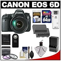 Canon EOS 6D Digital SLR Camera Body with EF 24-105mm L IS USM Lens with 64GB Card + 2 Batteries/Charger + 3 UV/FLD/CPL Filters + Remote + Accessory Kit