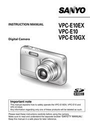 eBook Sanyo Vpc E10 Digital Camera Service Manual