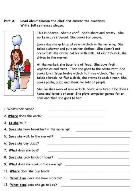 Appearance, daily routine, places in a town/prepositions, food, furniture, sport, holiday plans. reading comprehension worksheets best coloring pages for kids