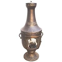 Deeco CP DM0026-AA Roman Romance Aluminum Chiminea with Cast Aluminum, Spark Guard Screen