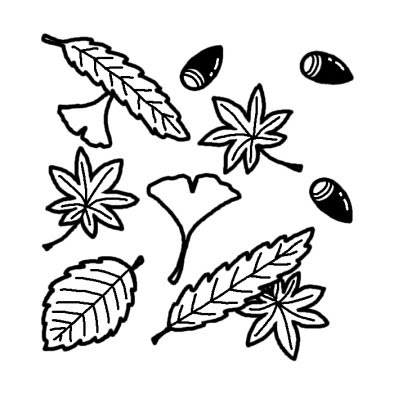 落ち葉1 紅葉 落ち葉 秋のイラスト 無料 白黒イラスト素材