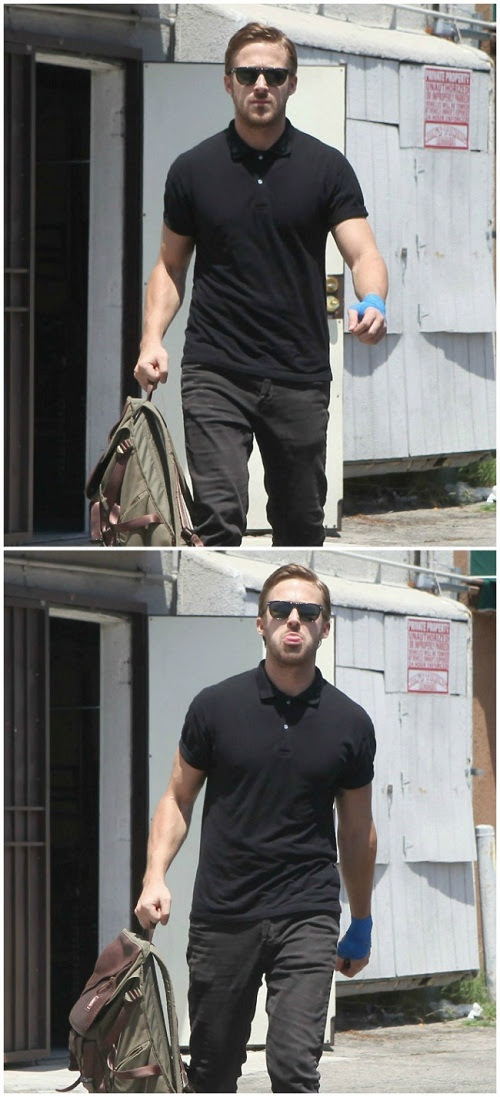 Ryan Gosling lêu lêu người chụp lén.