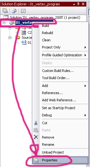 Project Property pages