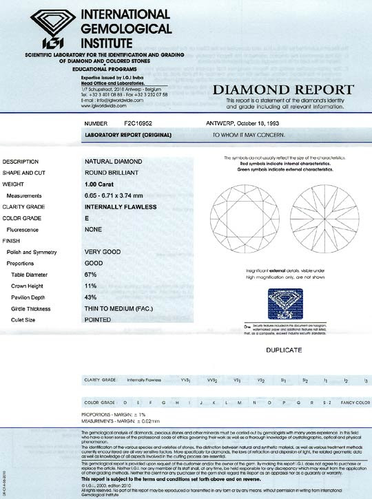 Original-Foto 9, DIAMANT 1,00ct BRILLANT LUPENREIN RIVER E IGI-EXPERTISE, D6122