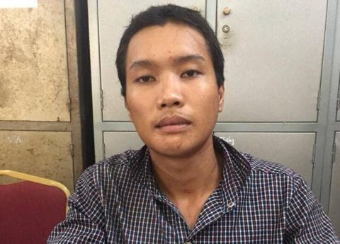 Đối tượng Phú tại cơ quan công an.