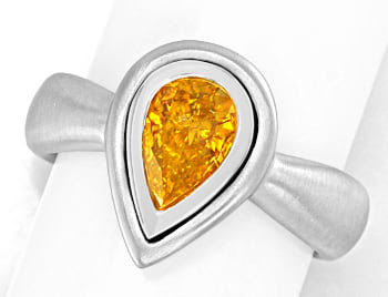 Original-Foto 1, DIAMANTRING FANCY INTENSE ORANGE YELLOW HRD 18K SCHMUCK