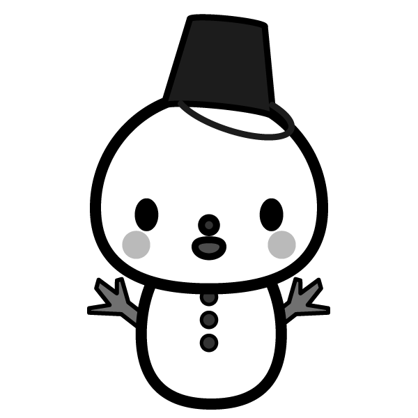 モノクロでかわいい雪だるまの無料イラスト 商用フリー オイデ43