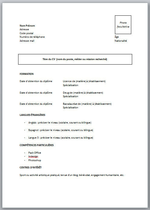 CV pour Ã©tudiant sans expÃ©rience : modÃ¨le et conseils