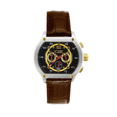 Equipe Dash Mens Watch Black Dial; Leather Brown Band - Equipe Watches