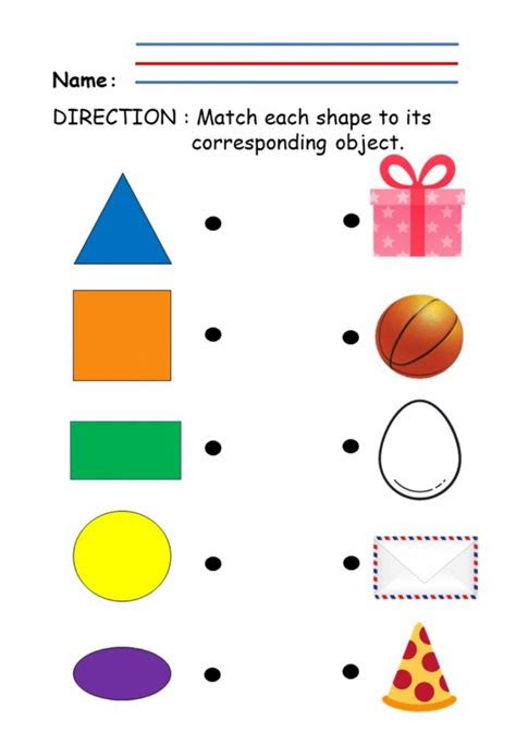 In this worksheet, kids will recognize the shapes and draw a line to match their names. shape matching worksheets worksheetsday
