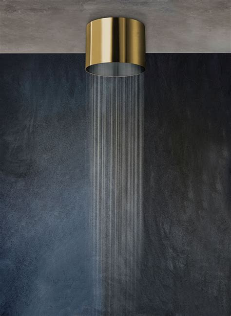 Bathroom wall panels are a fantastic product to give your bathroom a full makeover. Cylinder Gold Ceiling Mounted Shower | Gold Fixed Shower Heads