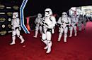 Stormtroopers march on the red carpet at the world premiere of "Star Wars: The Force Awakens" at the TCL Chinese Theatre on Monday, Dec. 14, 2015, in Los Angeles. (Photo by Jordan Strauss/Invision/AP)