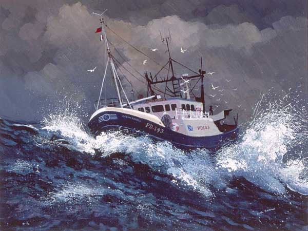 boat on stormy ocean
