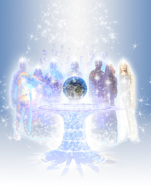 The Intergalactic Board of Council: An T'na and members materializing into Physical Form