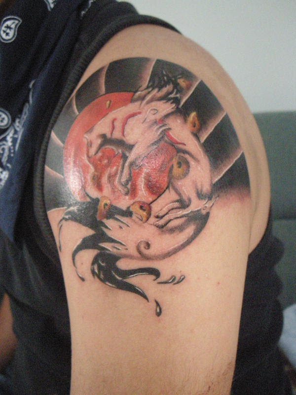 Okami Tattoo by Kobay - shoulder tattoo