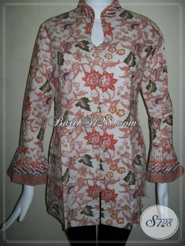 Blus Batik Wanita Lengan Panjang Motif Bunga - Baju Batik 