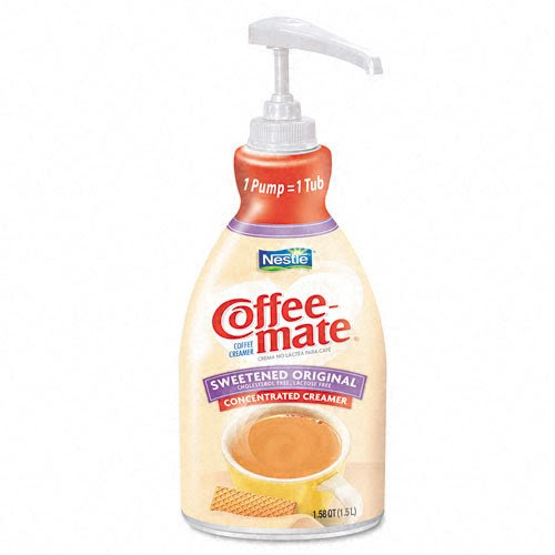 Coffee-mate Products - Coffee-mate - Liquid Coffee Creamer, Pump Dispenser, Regular Flavor 1.5 Liter - Sold As 1 Each - Non-dairy coffee creamer is now available in a convenient, easy-to-use pump dispenser that eliminates mess, whether at the office coffee machine or your home kitchen. - One pump gives you the same amount of delicious Coffee-Mate Liquid coffee creamer as one small tub. - The same as with the tubs, this non-dairy creamer is shelf-stable--no need to worry about spoilage. - Ac