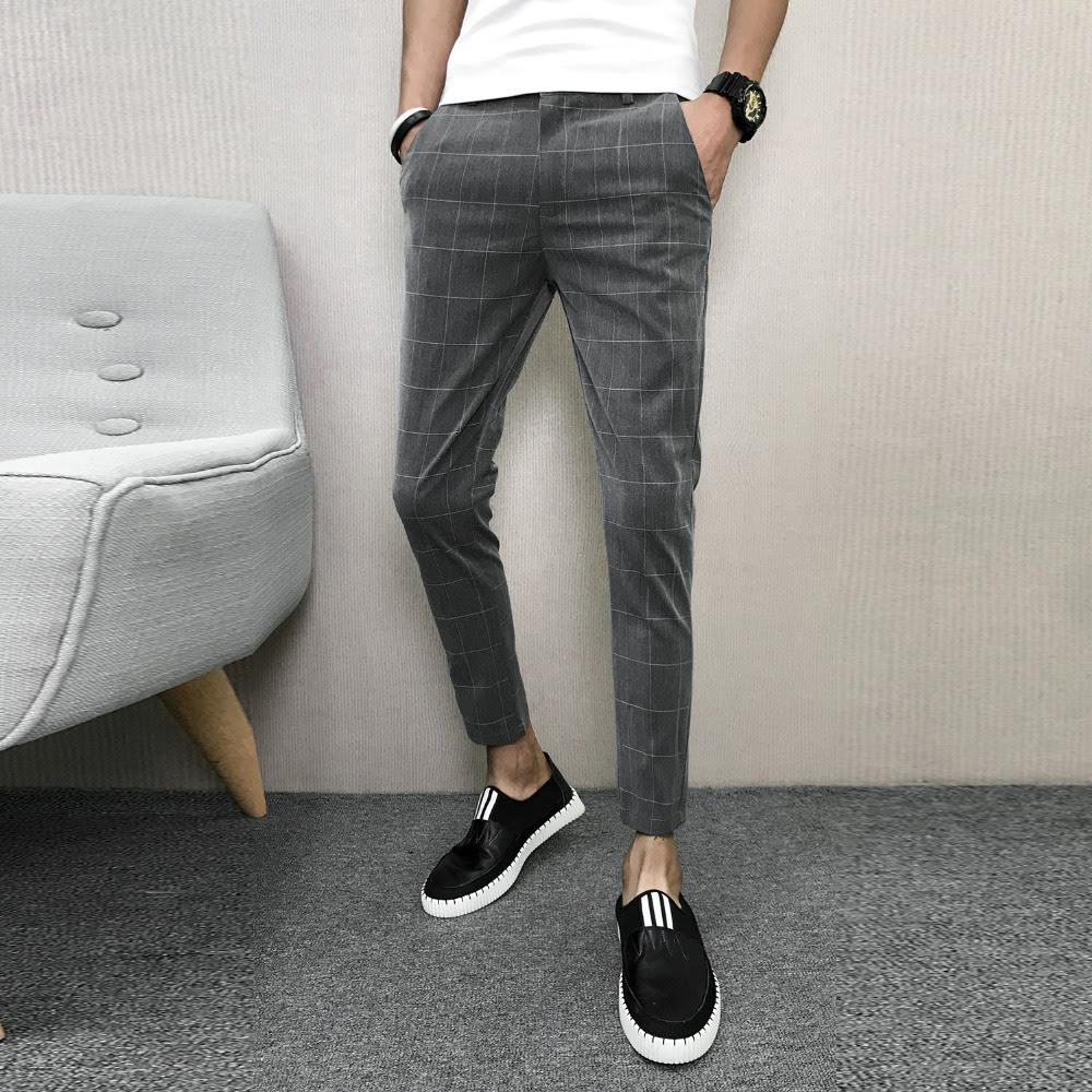 2022 Korean Pants Men Spring Slim Fit Casual Men Plaid 2022 Korean Pants Men Spring Slim Fit Casual Men Plaid