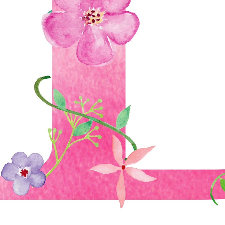Download Watercolor Pink Floral Letter B, Alphabet B Art Print ...