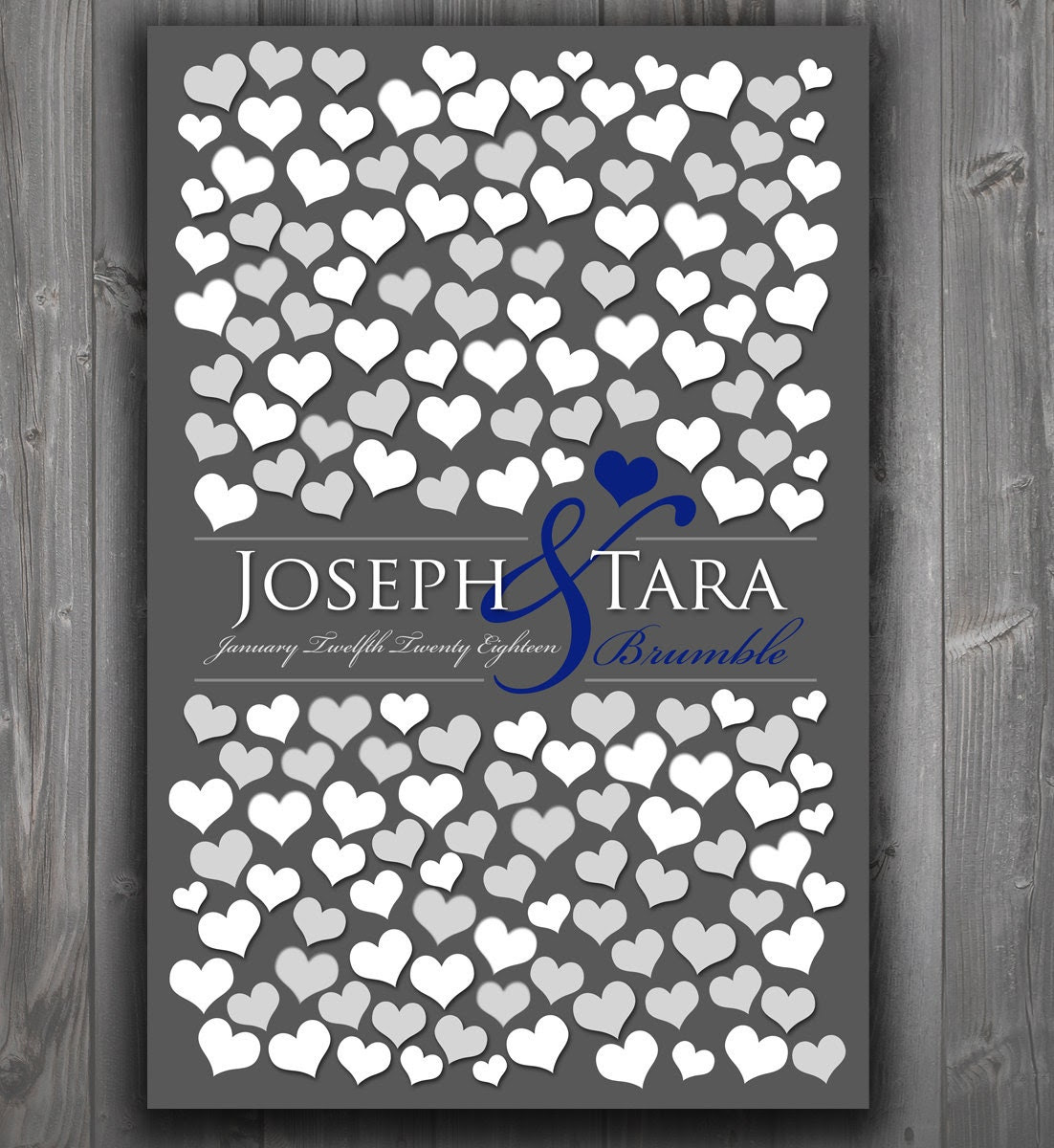 Modern Style Wedding Guest Book Alternative | Unique Wedding Keepsake Poster | Bridal Shower Gift Heart Guestbook 151 Guests 20x30_01