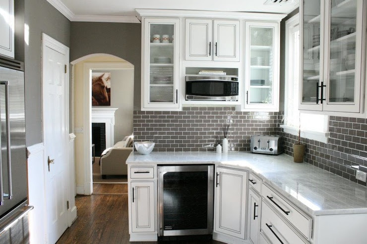Gray Subway Tile Backsplash - Contemporary - kitchen - Kenneth ...