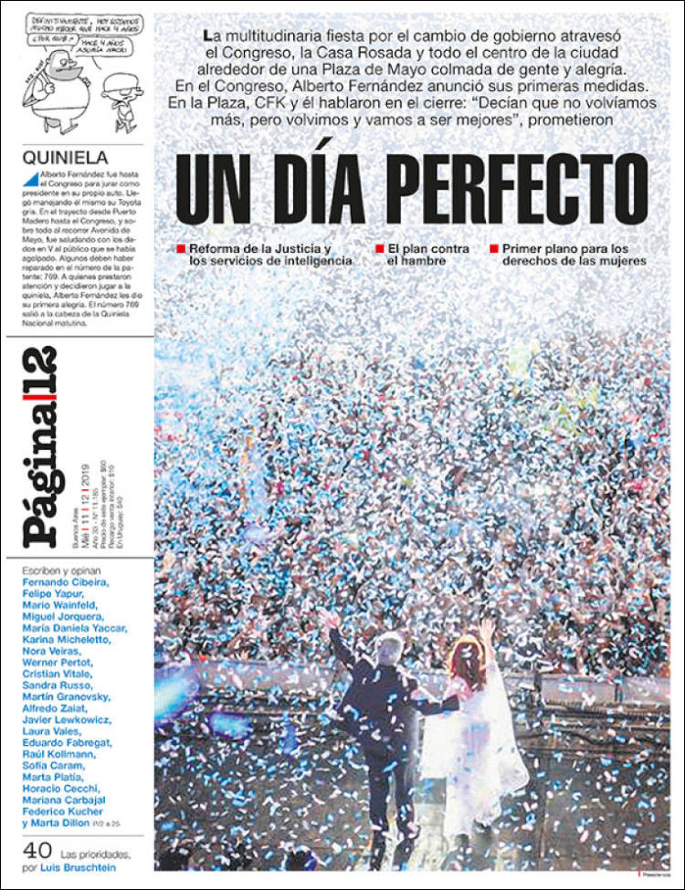 Portada de Página/12 (Argentina)
