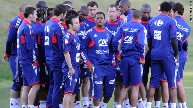 Captain Patrice Evra (center) was involved in a training ground row prior to France's World Cup walk-out.