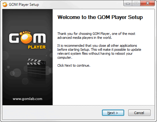 GOM Media Player installation window 1