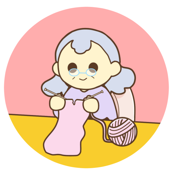 編み物をしているおばあちゃんのイラスト かわいいフリー素材が無料のイラストレイン