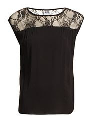 KATE CADEL O-NECK S/L LACE TOP - NFS - BLACK