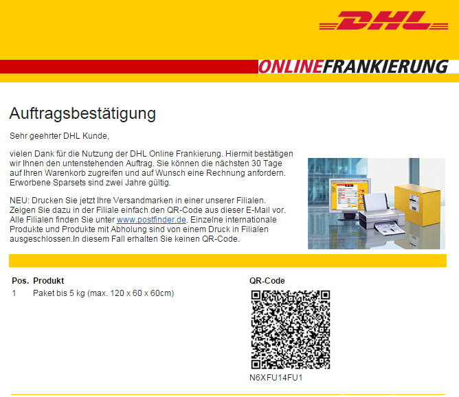 Dhl Paketmarken Mittels Qr Code In Filiale Druckbar