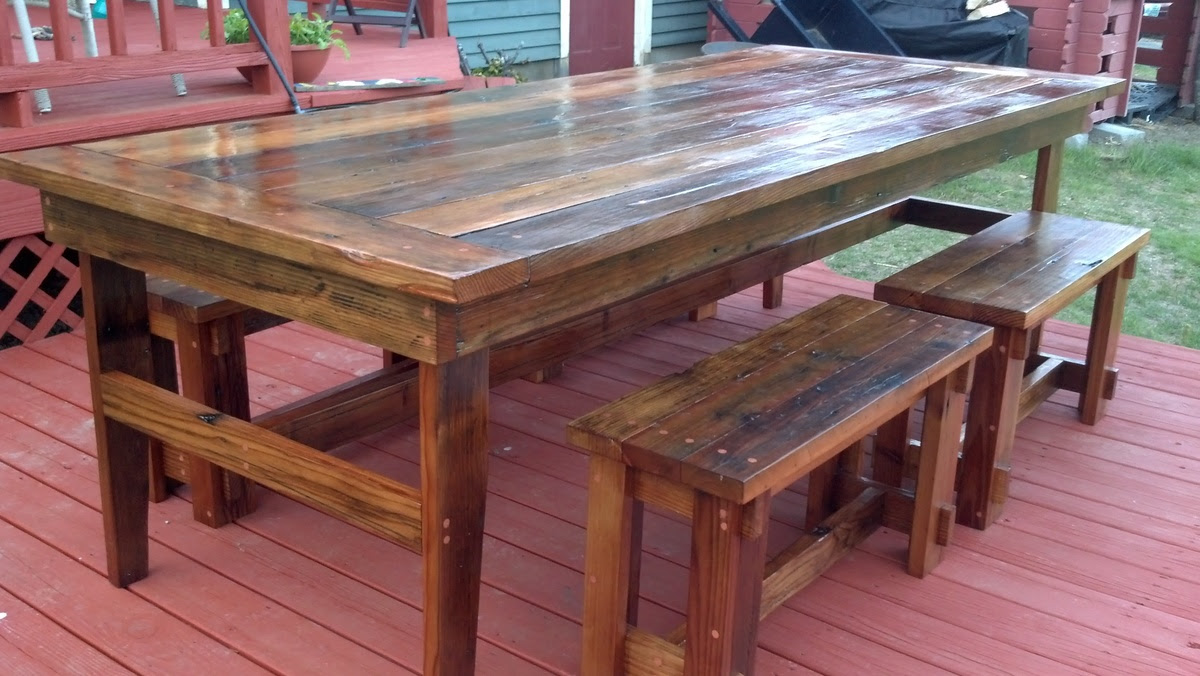 Ana White Rustic Farm Table &amp; Benches - DIY Projects