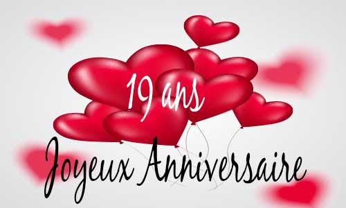 Carte anniversaire amour 19 ans ballon coeur