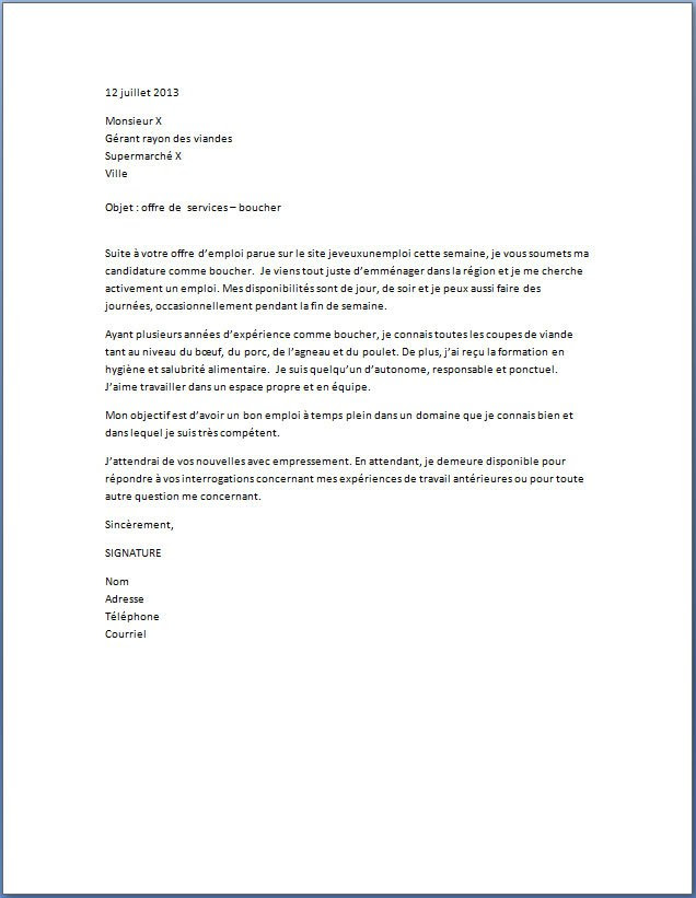 Exemple lettre de motivation agroalimentaire - Modele de 
