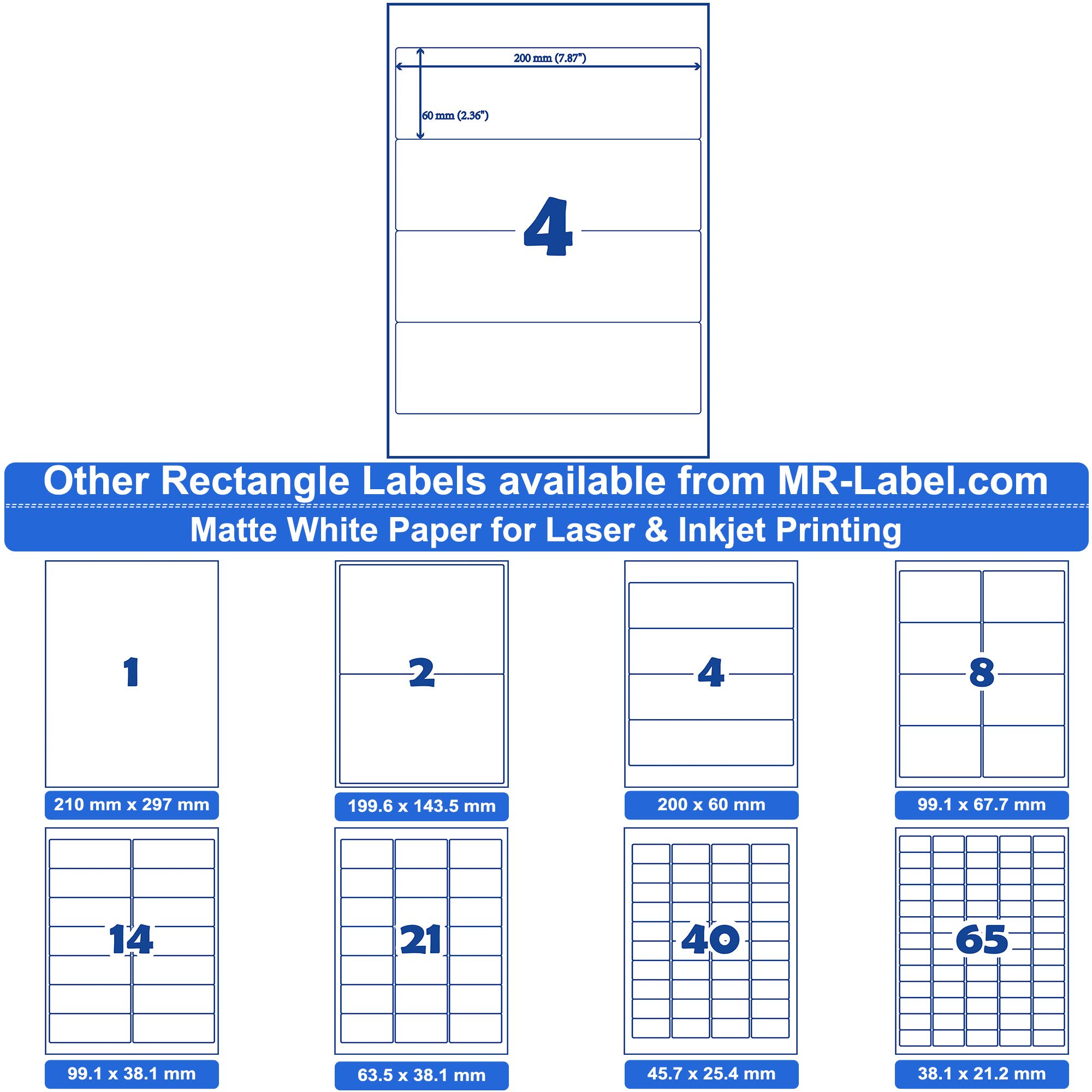 Mr-Label 200 x 60 mm Matte White Lever Arch File Labels ...