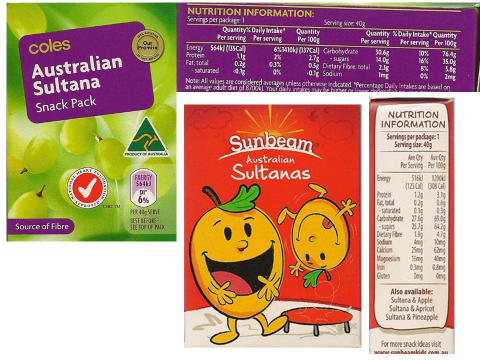 How much sugar is in those lunch box sultana packs? | No Fructose
