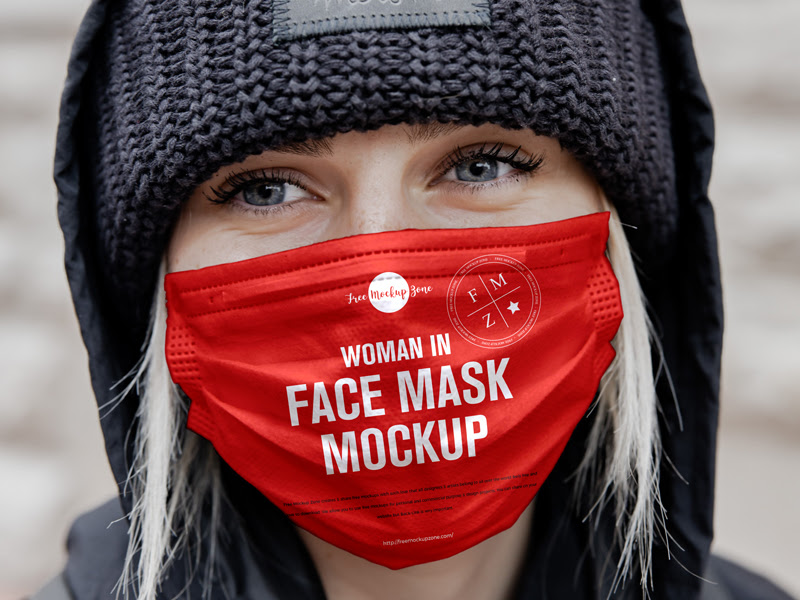 Download Free Woman in Face Mask Mockup - Free Mockup ZoneFree Mockup Zone