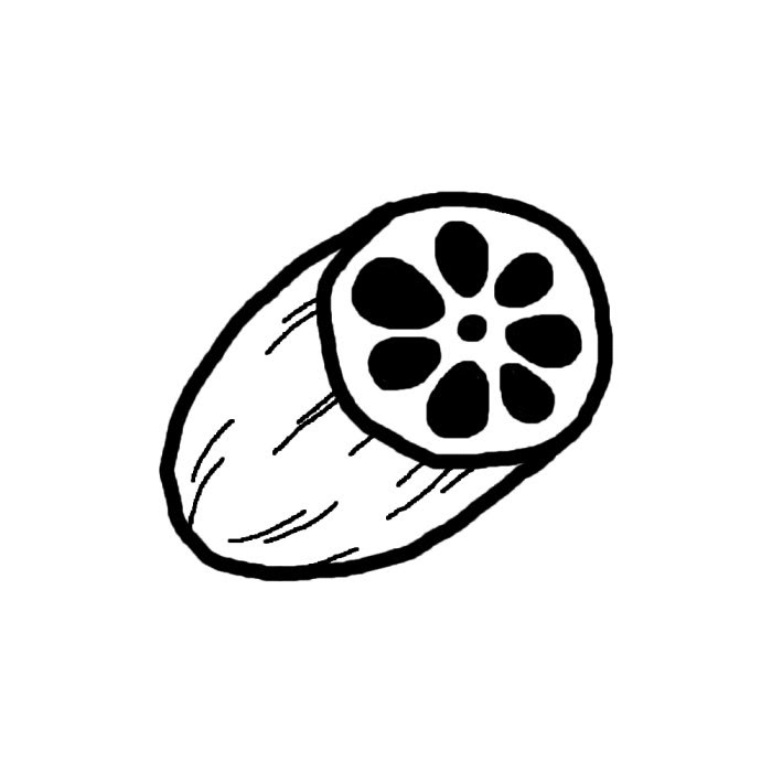 れんこん 白黒 野菜 食べ物 無料イラスト素材