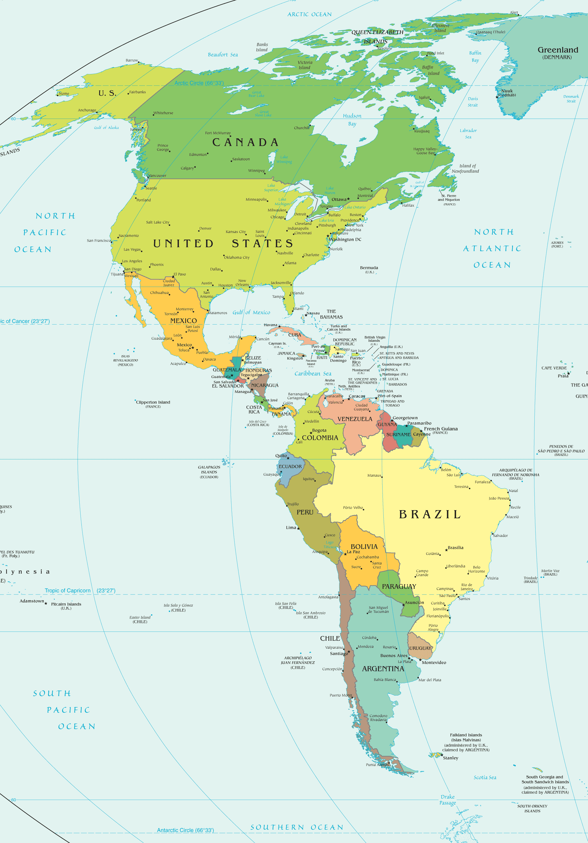 Political Map Of The Americas America Political Map • Mapsof.net